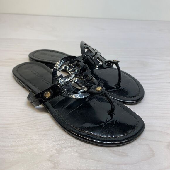 Tory Burch Miller Black Thongs Sandals in Size: 7 M - Picture 1 of 11